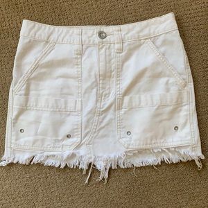 Free People White Denim Utility Mini Skirt